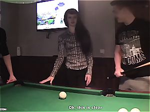 skinny tiny hoe gets tag teamed on the pool table